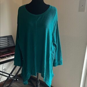 Westbound Teal Ribbed Knit Top